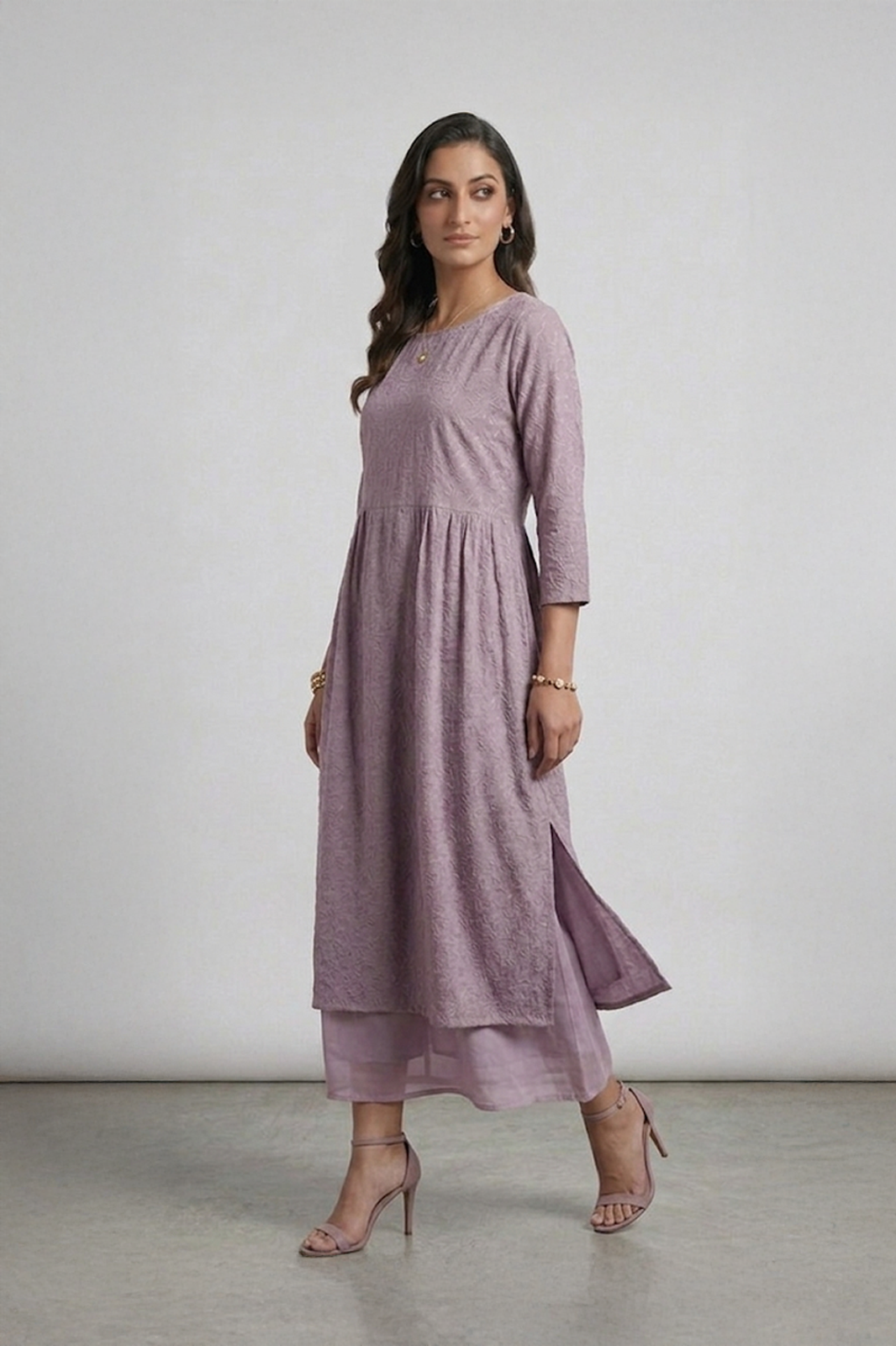 Lilac layered maxi dress for women by Ivory by Radhika