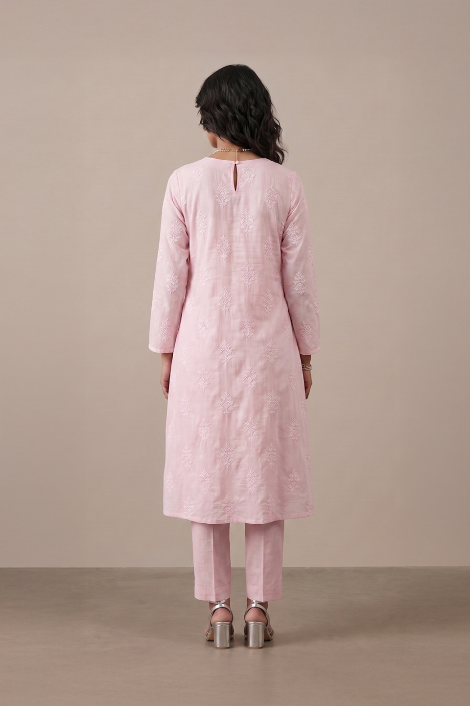 Blush embroidered kurta set for women by Ivory by Radhika