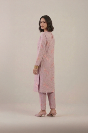 Blush Pink Kurta with floral print and straight pants