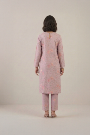 Blush Pink Kurta with floral print and straight pants