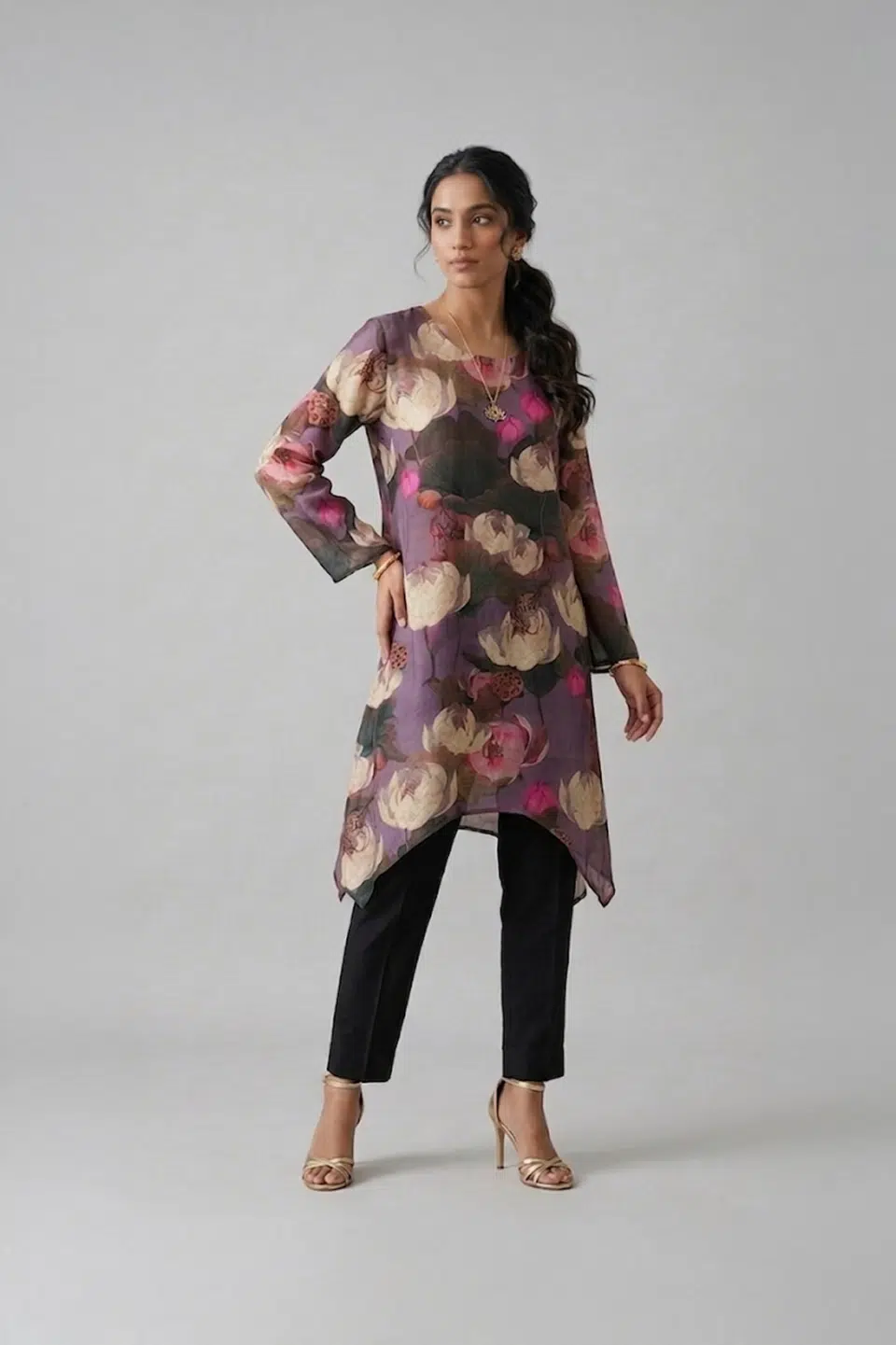 Midnight Bloom Asymmetrical Tunic