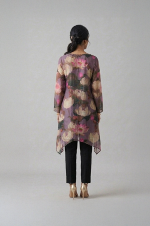floral asymmetrical kurta set for women