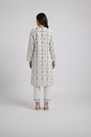 Ivory Snowflake Printed Kurta Suit