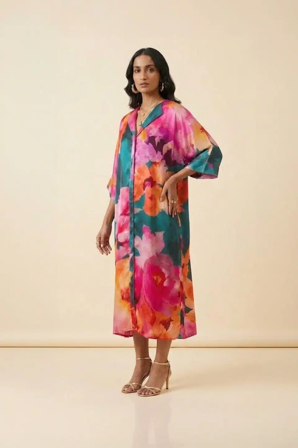 Floral Satin Kaftan