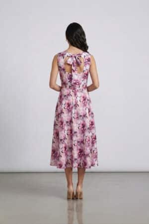 Pink Floral Sleeveless Midi Dress for women by Ivory by Radhika