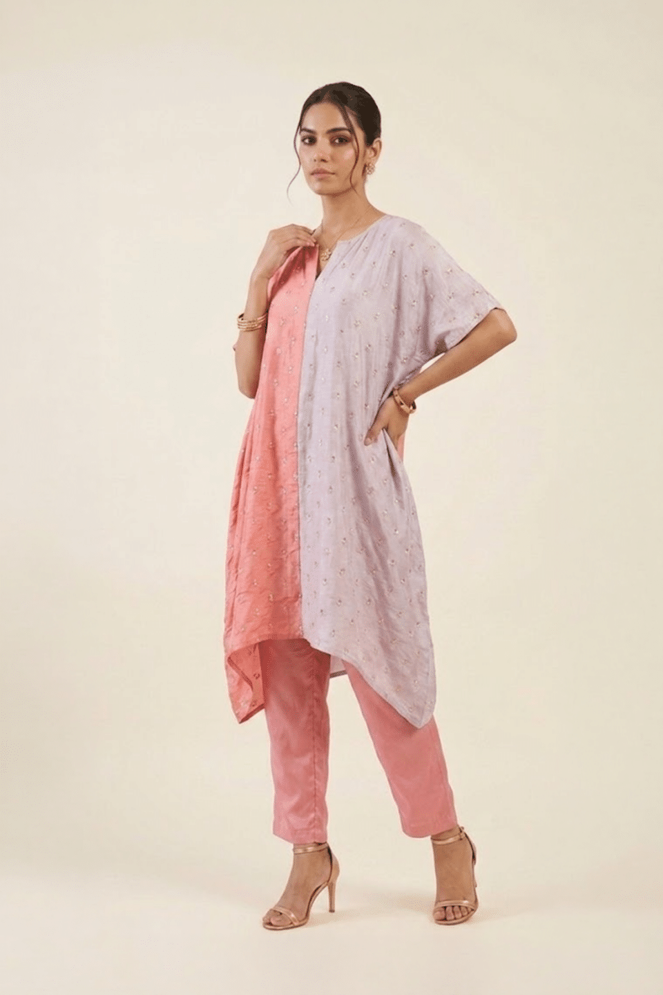 Coral Lilac Kaftan Pant Set