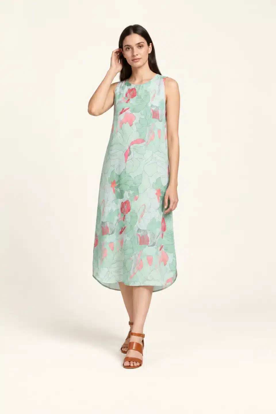 Floral Sleeveless Linen Dress