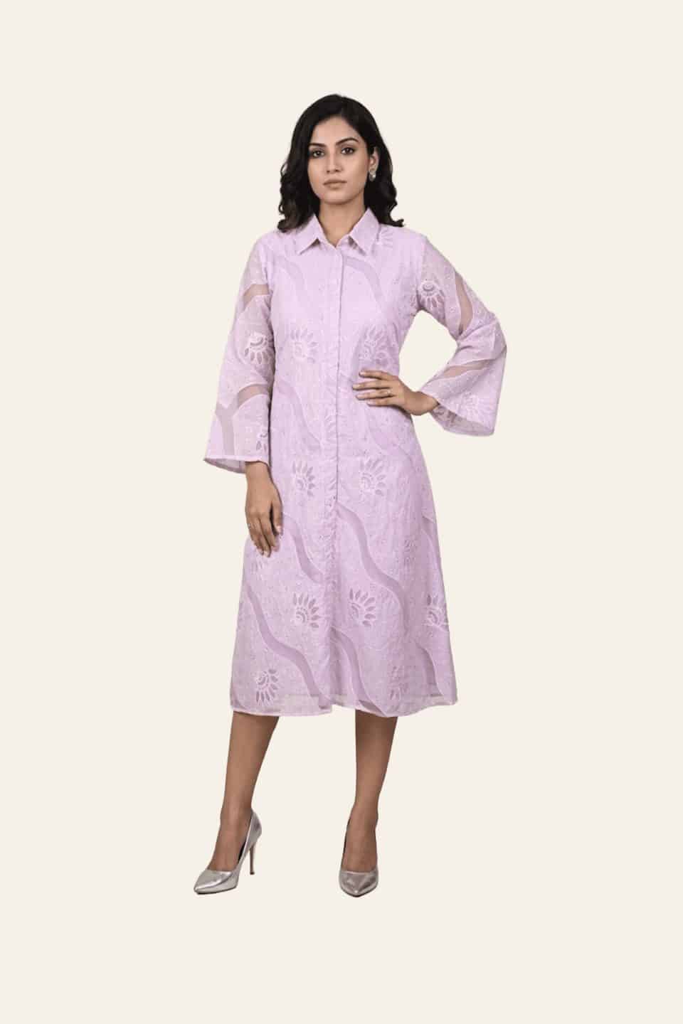 Lavender Shirt-Style Dress