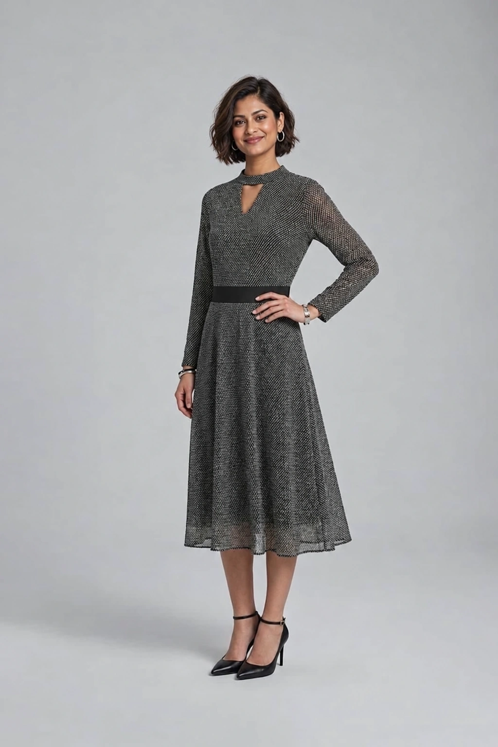 Black Polka Dot Dress on the new studio model